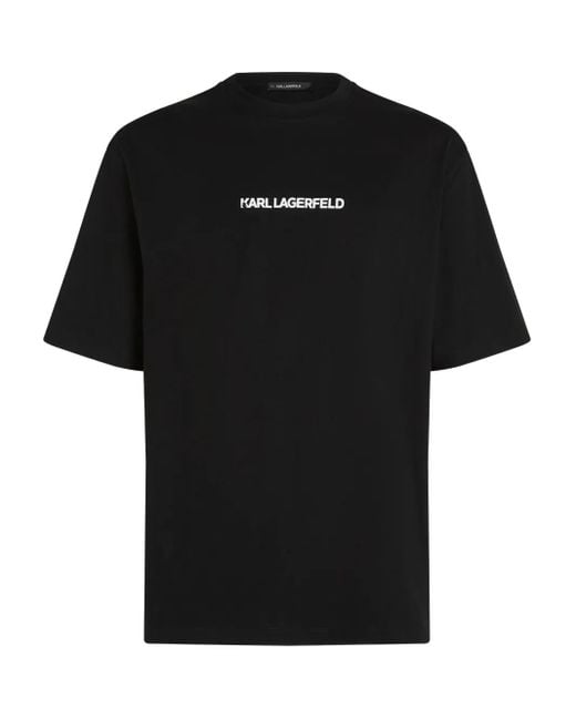 Karl Lagerfeld Black Portrait-Print T-Shirt for men