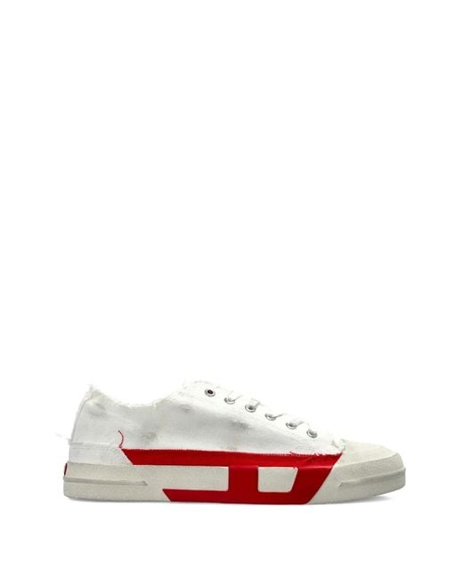 DIESEL White S-D-Verse Distressed Sneakers for men