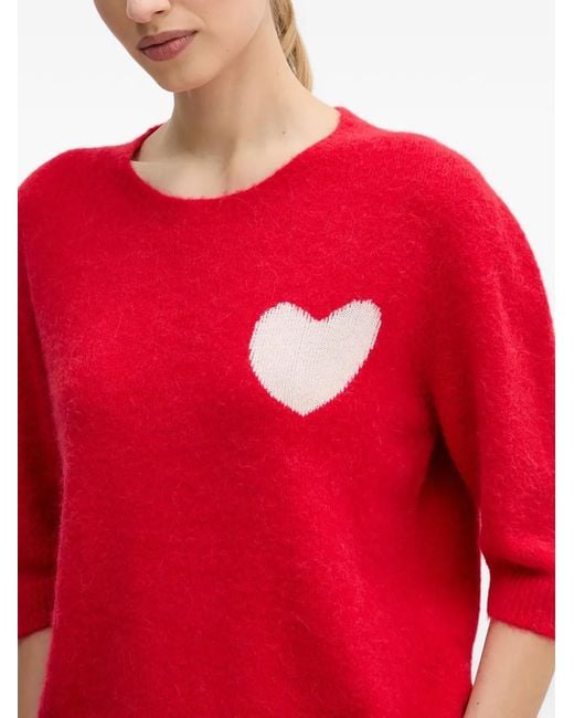 Ouí Red Heart-Design Crew-Neck Sweater