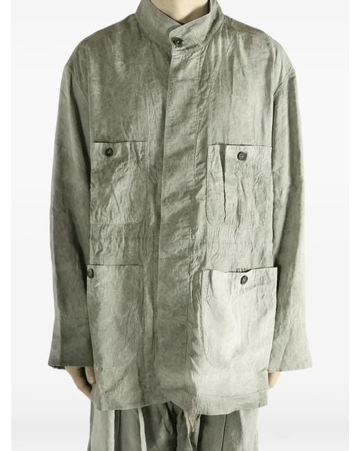 Ziggy Chen Green Crinkled Patch-Pocket Jacket for men