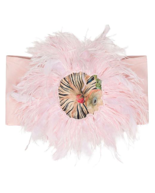Cynthia Rowley Pink Feather-embellished Bandeau Top