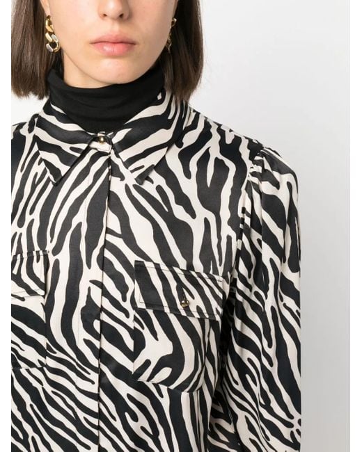 Liu Jo Black Zebra-Print Satin Shirt