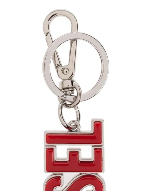DIESEL White Dsl 3D Metal Keyring for men