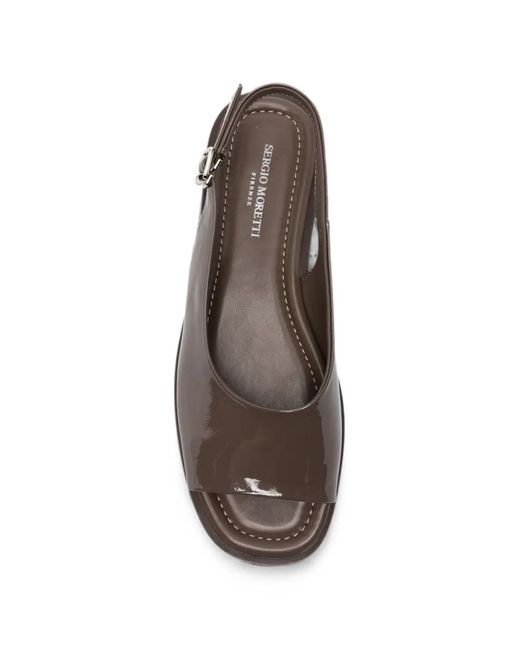 SERGIO MORETTI FIRENZE White Patent-Finish Slingback Sandals