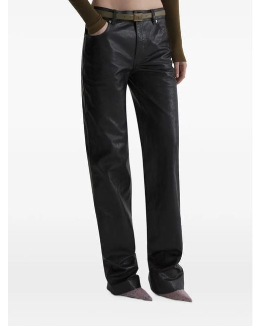 Mugler Black Low Waist Masculine Leather Pants