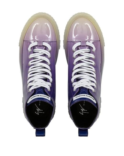 Giuseppe Zanotti Purple Blabber Gradient High-Shine Hi-Top Sneakers for men