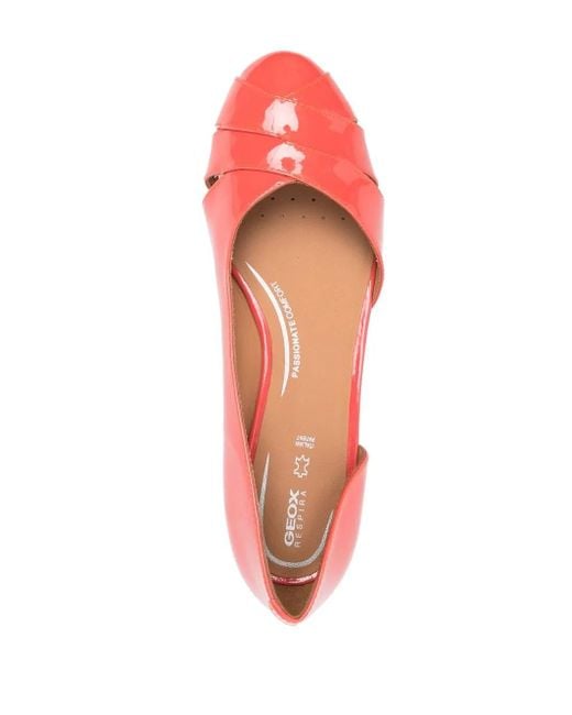 Geox Red Pheby Leather Ballerinas