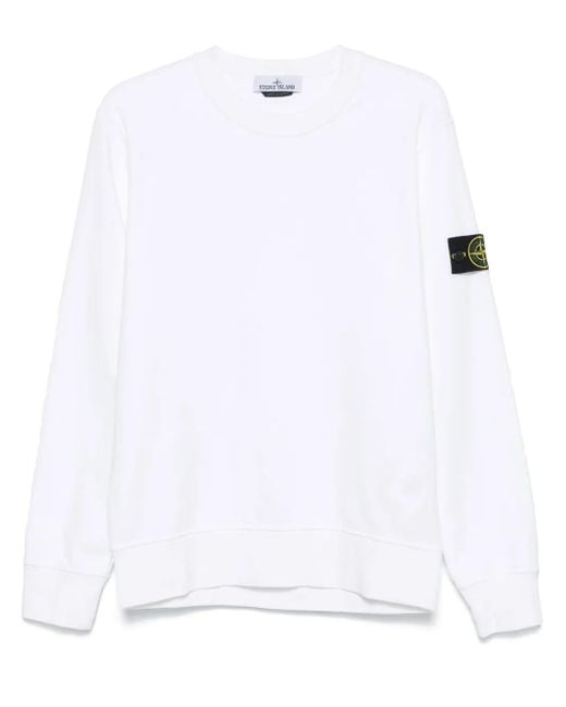 Stone Island White Logo-Patch Sweatshirt for men