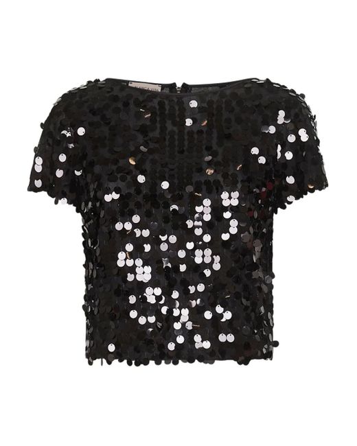 Blanca Vita Black Sequin-Embroidered Top