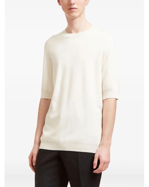 Aiezen White Crew-Neck Half-Sleeve T-Shirt for men