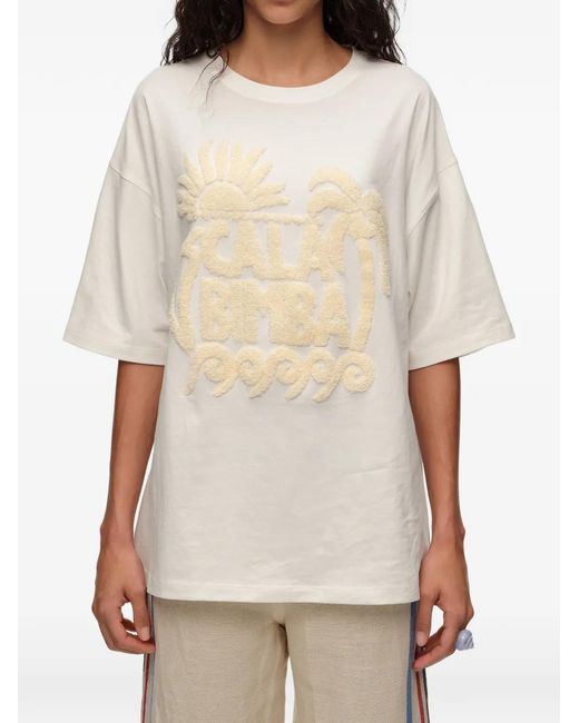Bimba Y Lola White Embroidered-Logo T-Shirt
