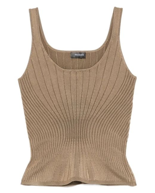 Mugler Brown Geripptes Trägershirt