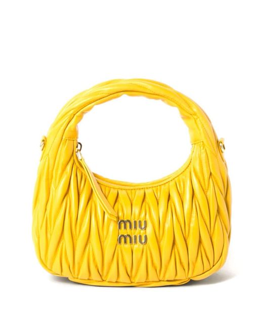 Miu Miu Yellow Wander Matelassé Tote Bag
