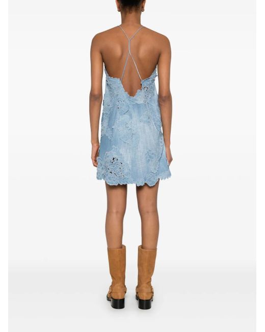 Ermanno Scervino Jurk Met Bloemenpatch in het Blue
