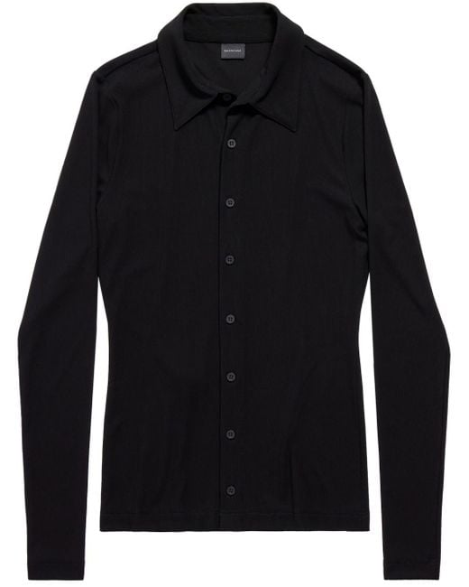 Balenciaga Black Langärmliges Stretchhemd