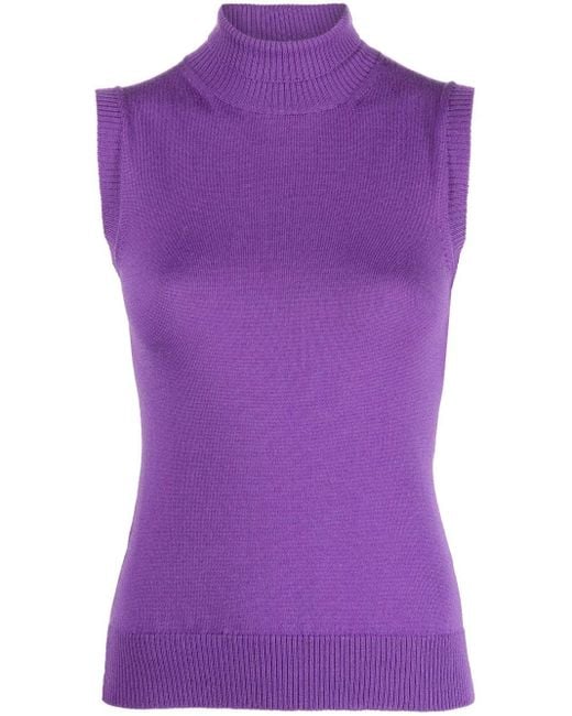 Sportmax Purple Roll-neck Virgin-wool Vest