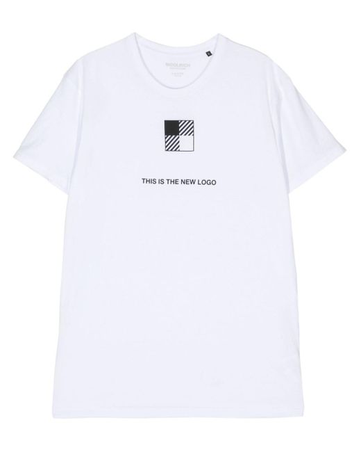 T-shirt en coton à slogan imprimé Woolrich pour homme en coloris White