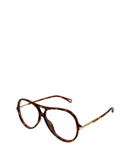 Chloé Natural Tortoiseshell-Effect Pilot-Frame Glasses