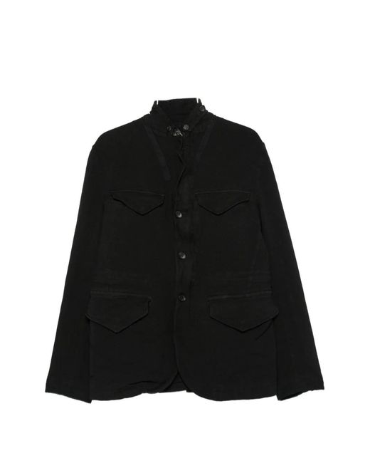 Junya Watanabe Black Button-Up High-Neck Jacket for men