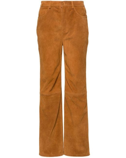 Pantalon en daim à coupe droite Claudie Pierlot en coloris Brown