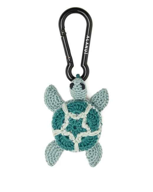 Alanui Green Turtle Crochet Keyring