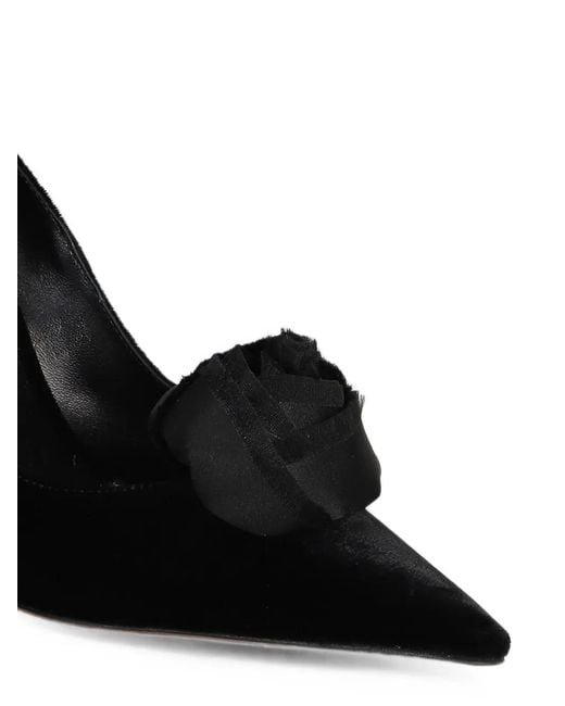 Roberto Festa Black Rose-Detail Pointed-Toe Pumps