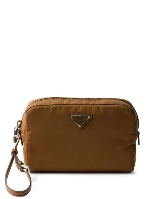 Pochette Re-Nylon À Fermeture Zippée Prada en coloris Brown