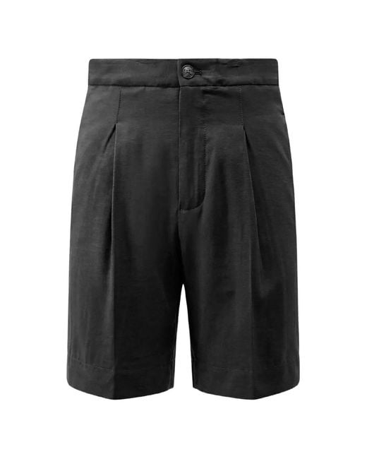 Hevò Black Torre Lapillo Pleated-Front Tailored Shorts