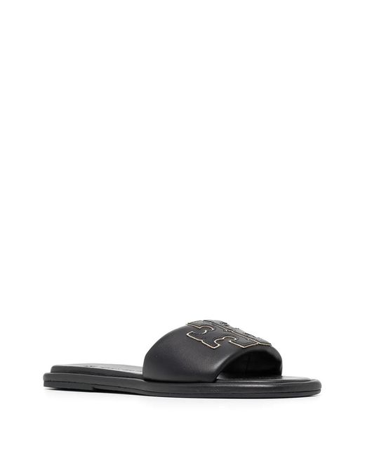 Tory Burch White Double T Flat Sandals