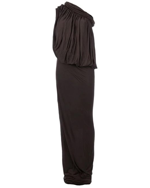 Rick Owens Brown Asymmetric Sleeve Dress