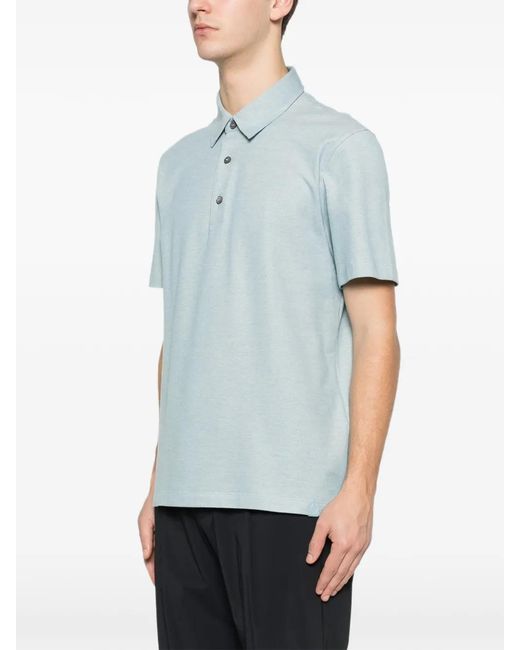 Brioni Blue Buttoned Polo Shirt for men