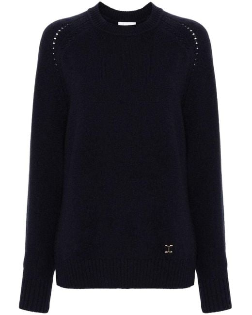 Chloé Blue Marcie-plaque Cashmere Sweater - Women's - Wool/cashmere