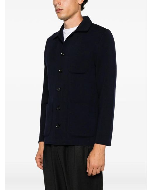 Lardini Blue Button-Up Patch-Pocket Jacket for men