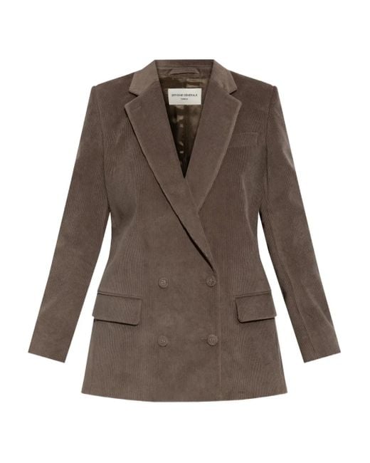 Officine Generale Double-breasted Corduroy Jacket Brown