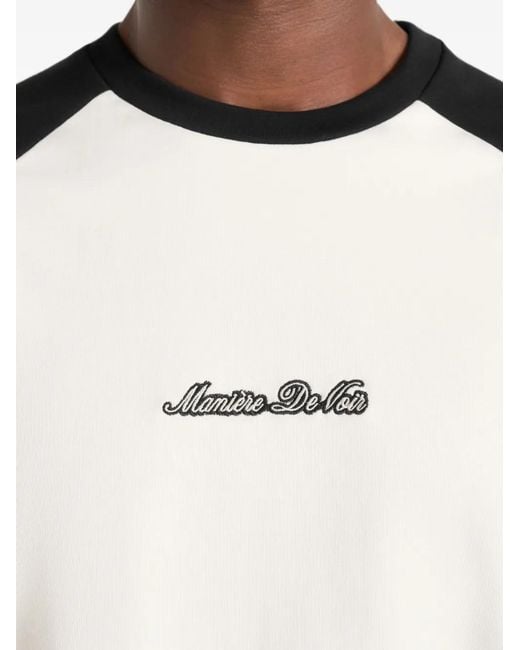 Manière De Voir Black Signature Raglan Cotton T-Shirt