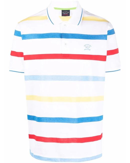 Paul & Shark Blue Striped Short-Sleeve Polo Shirt for men