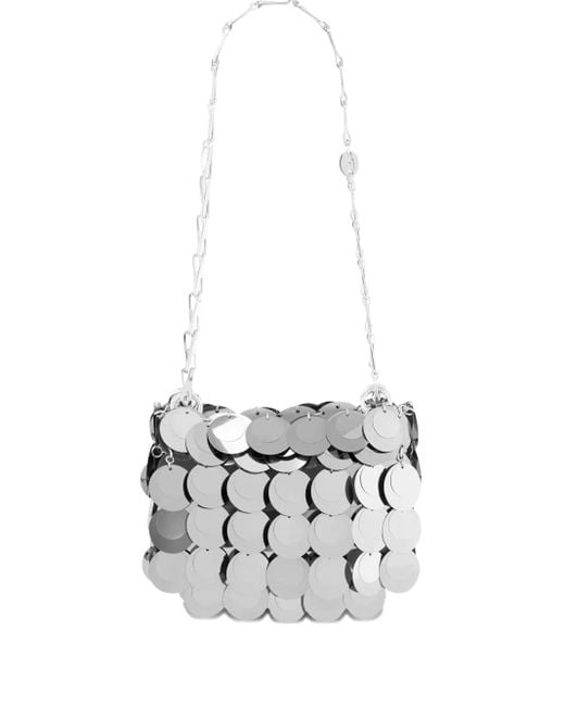 Rabanne White Sparkle Multi-Layered Chain Mini Bag