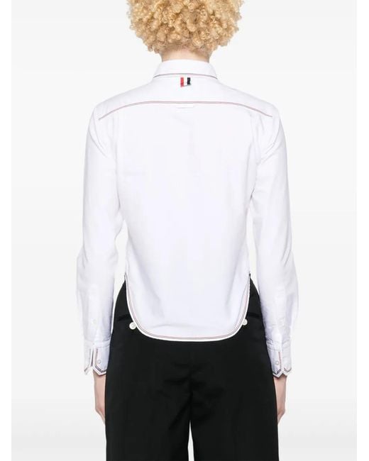 Thom Browne White Classic Long-Sleeve Cropped Shirt