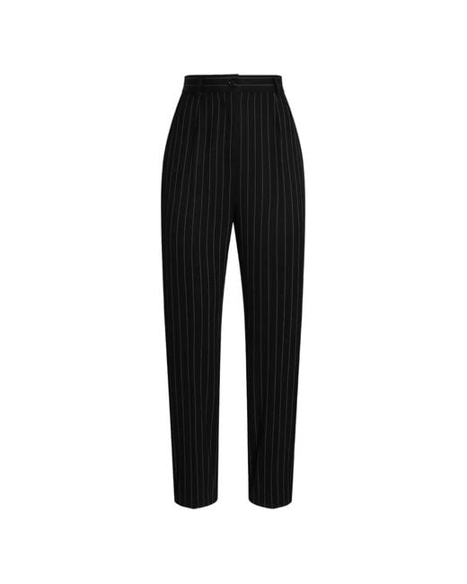 Dolce & Gabbana Black Pinstripe Wool Trousers