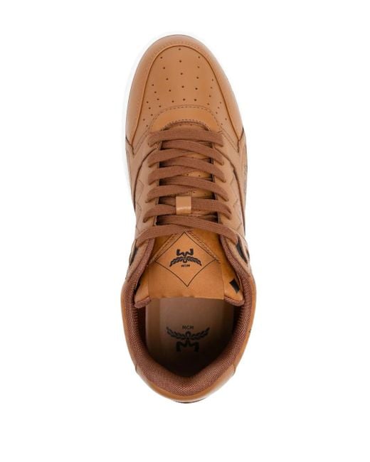 MCM Brown Printed Canvas Terrain Sneakers for men