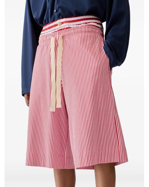 Jacquemus Pink D'Été Stripe-Print Drawstring Shorts for men
