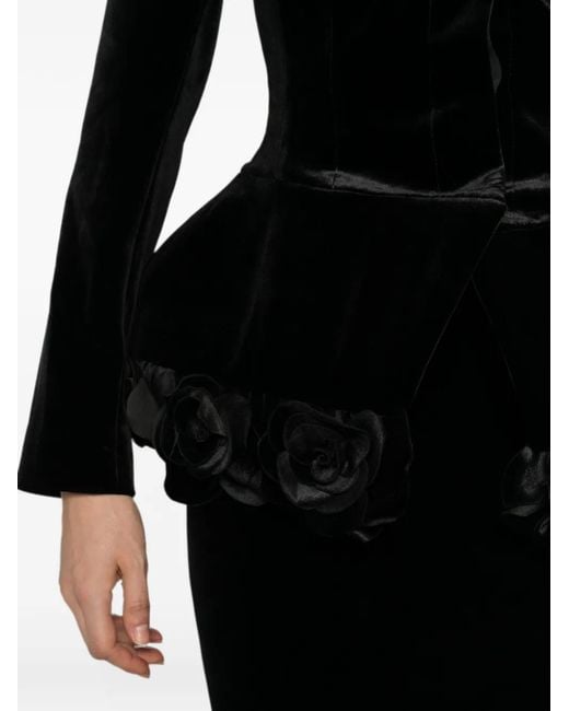 Adamaris Black Floral-Appliqué Maxi Skirt And Top Set