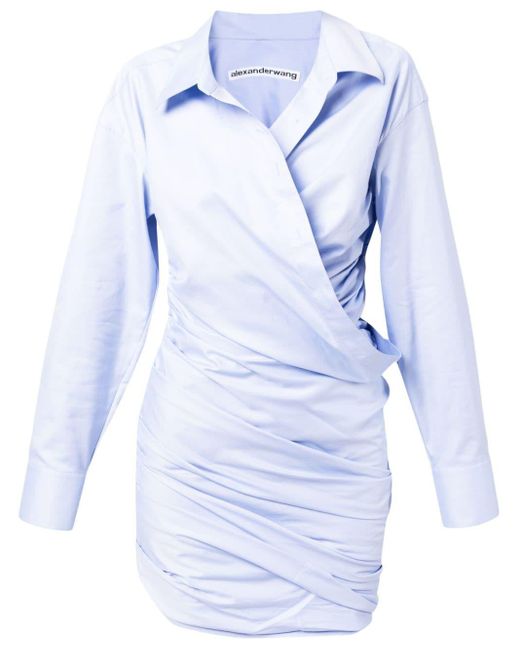Alexander Wang Blue Asymmetric Cotton Shirtdress