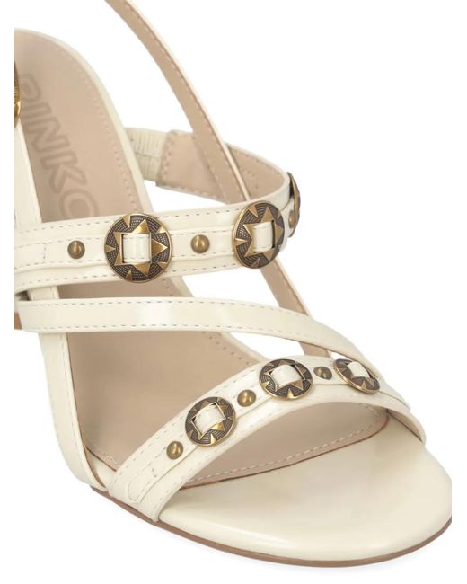 Pinko Metallic Studded-Detail Strappy Sandals