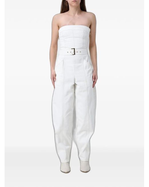 ARMANI EXCHANGE White Belted-Waist Strapless Jumpsuit