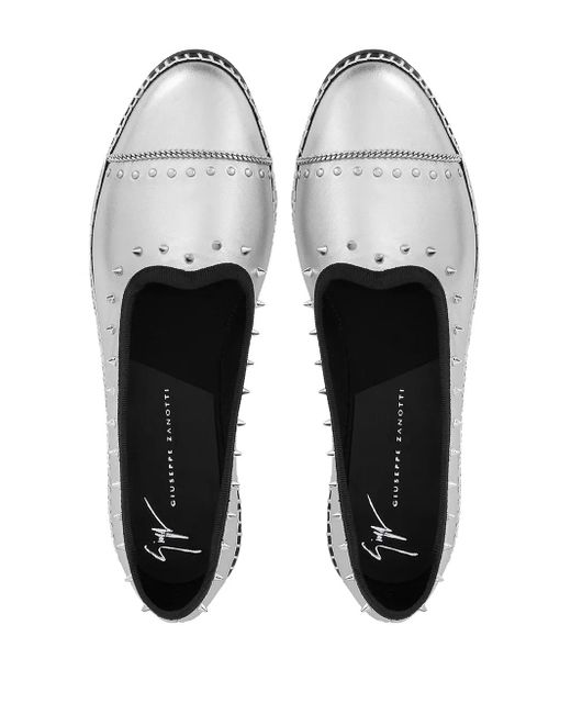 Giuseppe Zanotti White Metallic-Effect Loafers