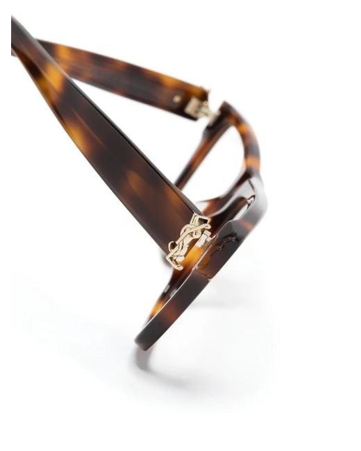 Saint Laurent Brown Tortoiseshell Square-Frame Glasses
