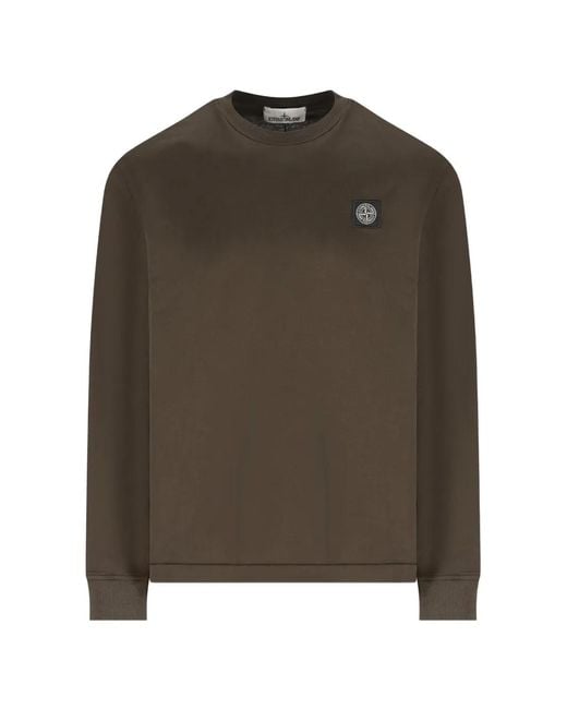 Stone Island Green Logo-Patch Sweatshirt for men