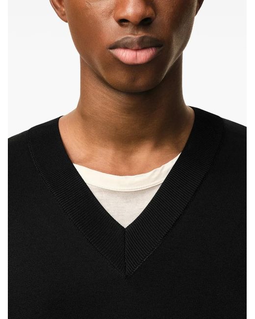 AMI Black Short Sleeves V Neck Sweater for men
