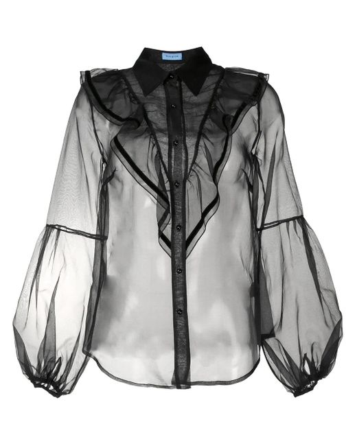 Macgraw Black Love Bird Sheer Blouse